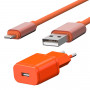 PACK CHARGEUR SECTEUR 1 USB 1A + CABLE USB VERS LIGHTNING 1,7M ORANGES - JAYM® COLLECTION POP