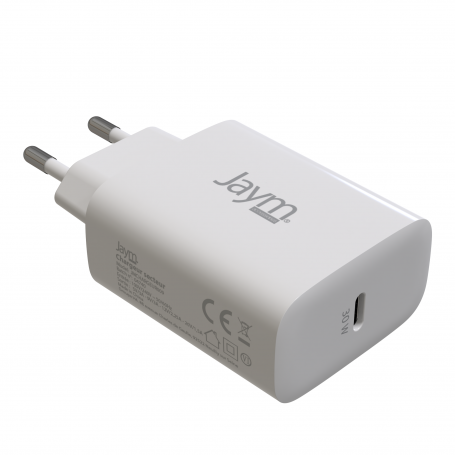 PACK CHARGEUR SECTEUR RAPIDE USB-C 30W PD + CABLE USB-C VERS LIGHTNING MFI  2M BLANCS - JAYM® (JMCOMBO011)